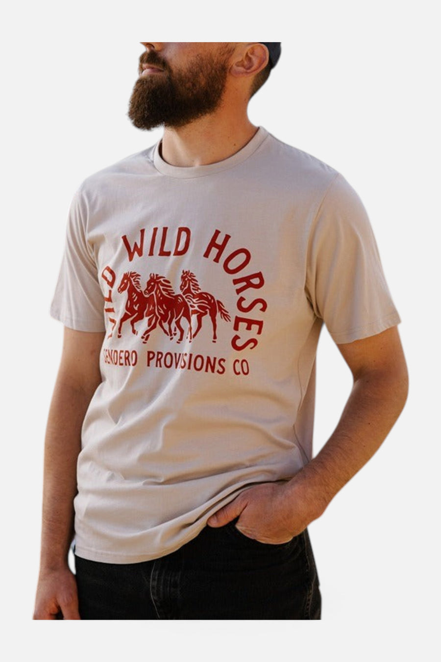 Sendero Provisions Wild Wild Horses T-Shirt in Sand – back view