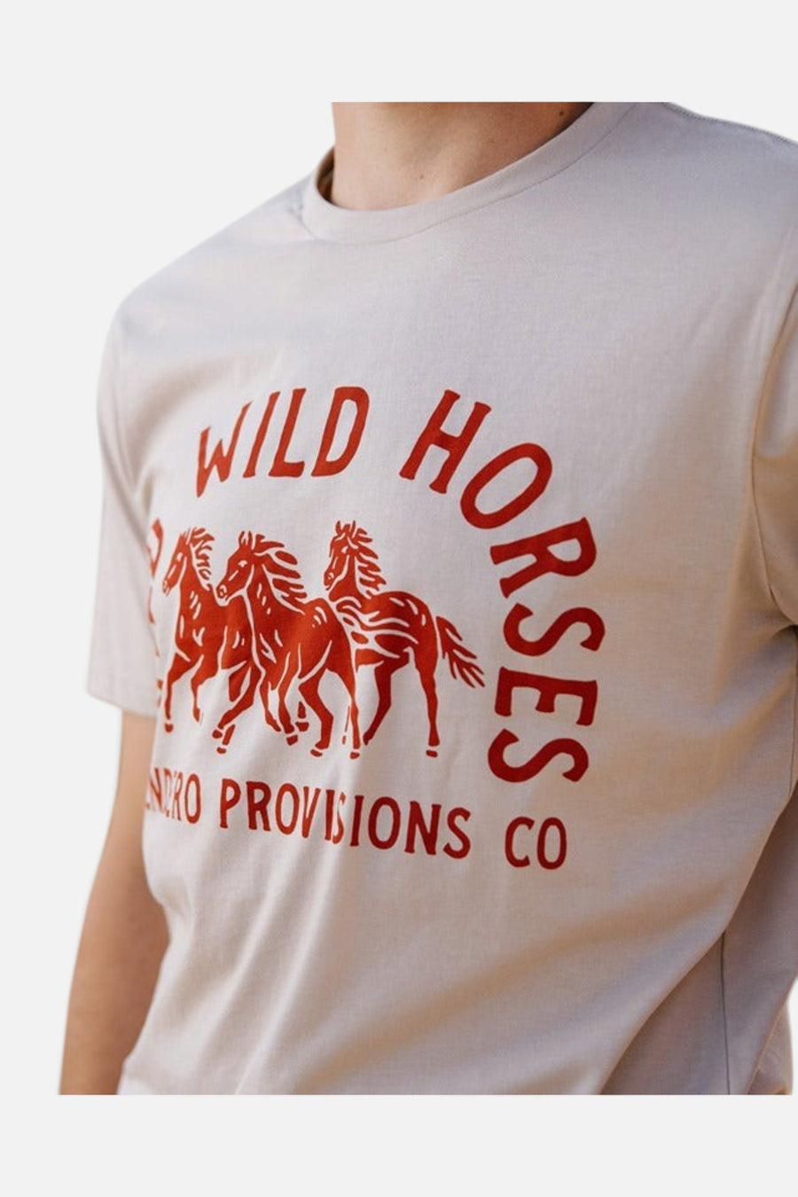 Sendero Provisions Wild Wild Horses T-Shirt in Sand – side view