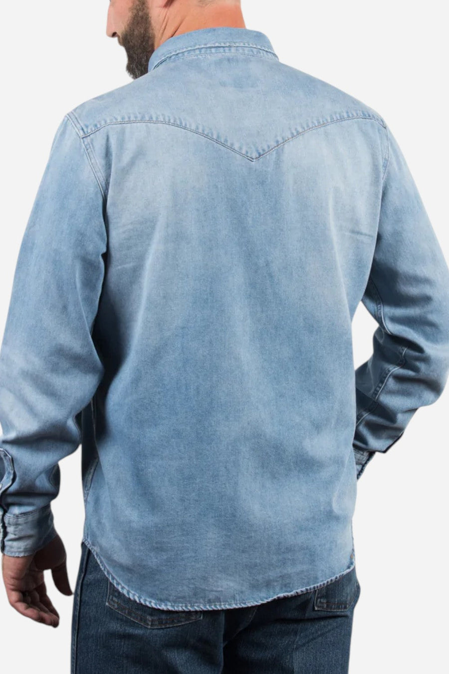 Sendero Provisions Wyatt Shirt in Vintage Denim – back view