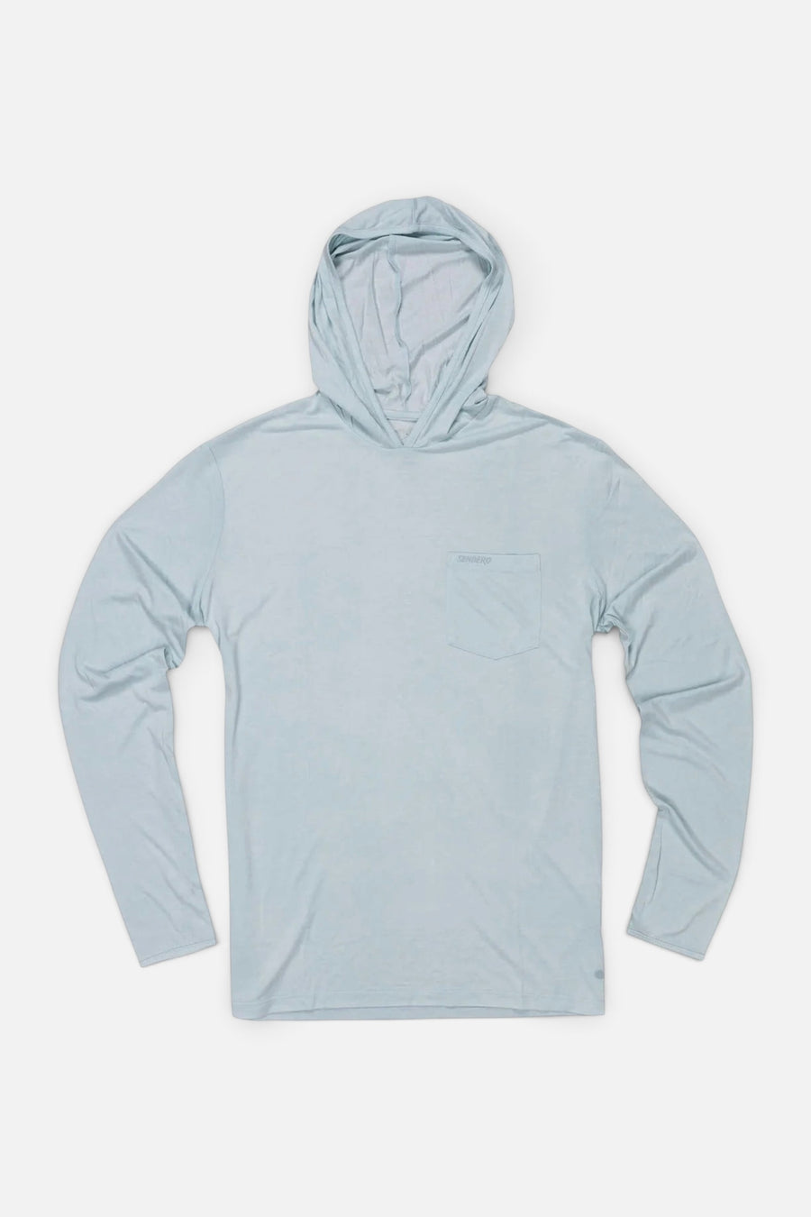 Sendero Provisions Yucatan Bamboo Hoodie Tech Shirt in Frio Blue – front view