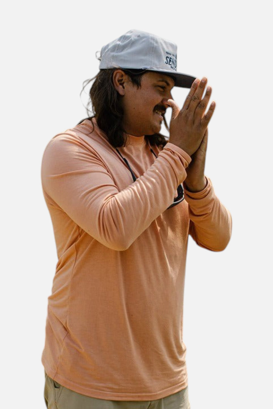 Sendero Provisions Yucatan Bamboo Long Sleeve Tech Shirt in Desert Trail – flat lay