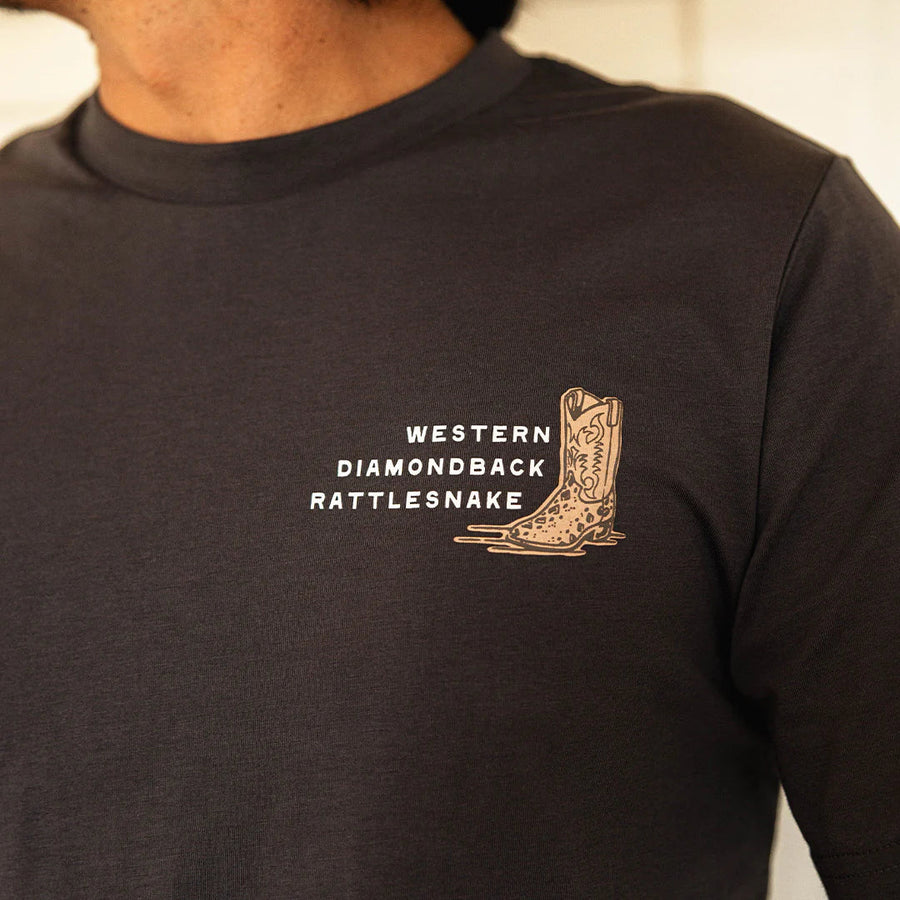 Sendero Rattlesnake Tee in Vintage Black – back view