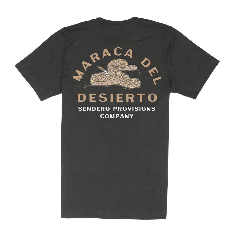 Sendero Rattlesnake Tee in Vintage Black – detail