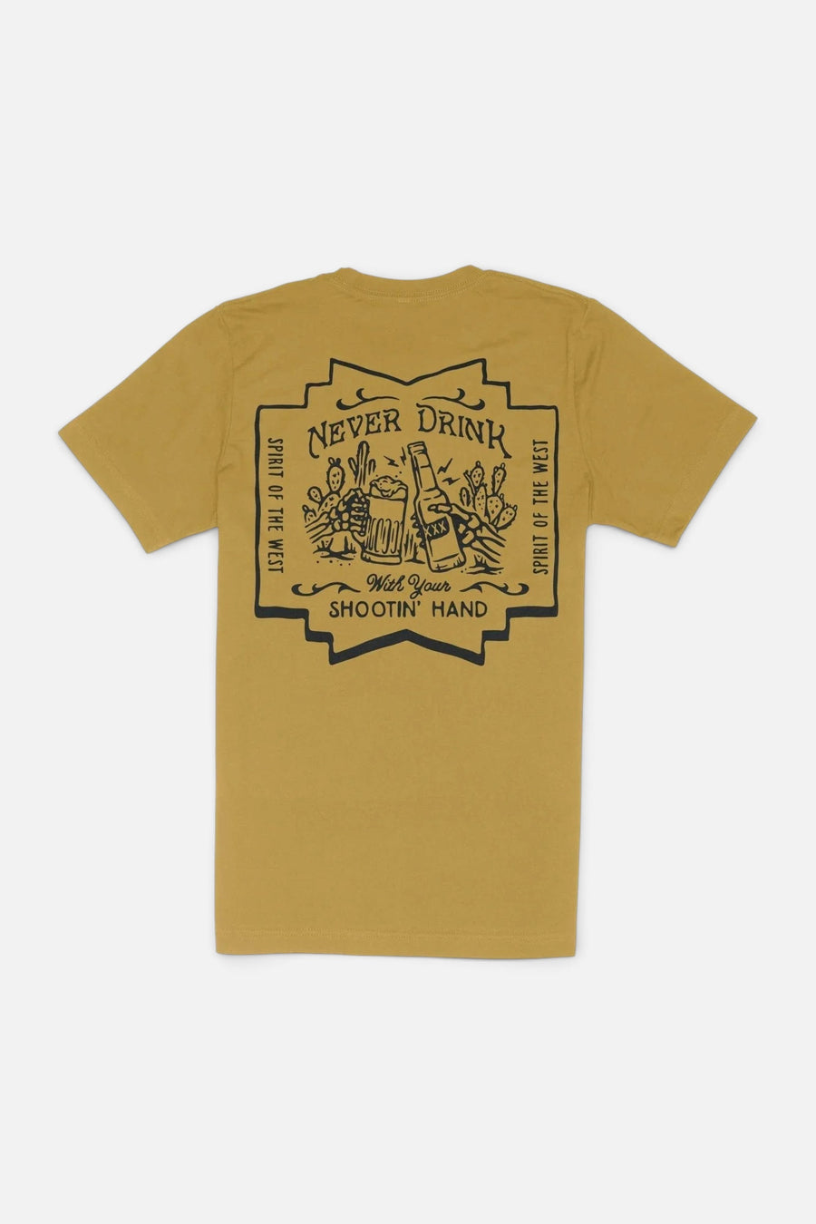 Sendero Shootin' Hand Salud Tee in Goldenrod – back view