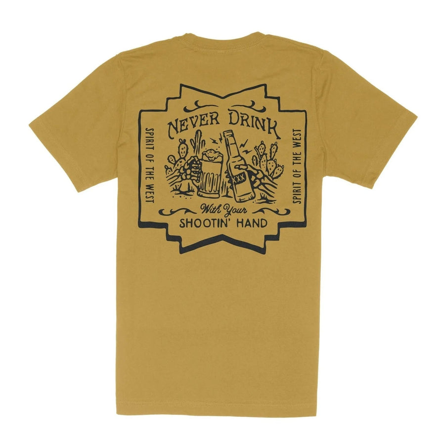 Sendero Shootin' Hand Salud Tee in Goldenrod – back view