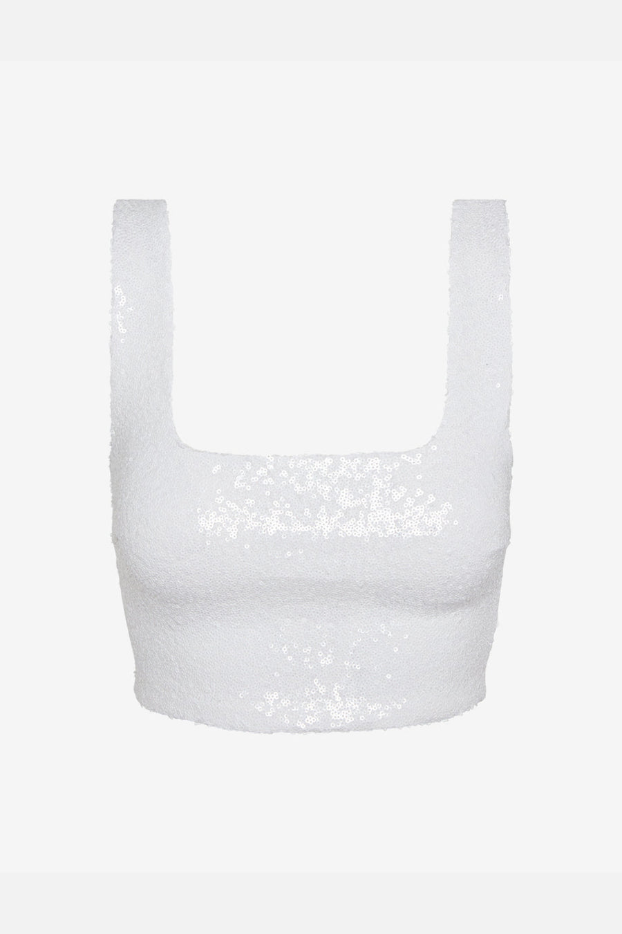 Sequin Crop Top in White – side view