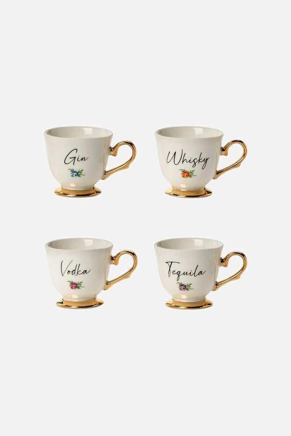Set of 4 Teacup Shot Glasses in Gift Box