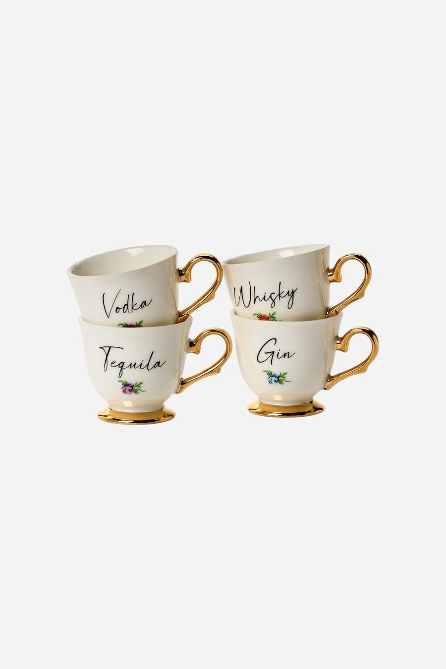 Set of 4 Teacup Shot Glasses in Gift Box – side view
