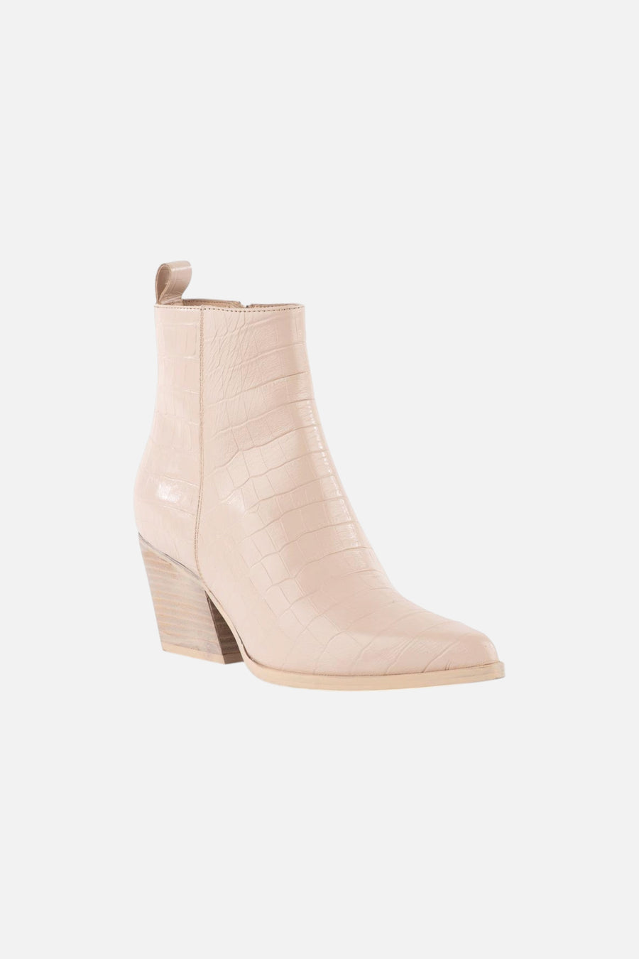 Seychelles Aboard Boot in Cream Croco Leather – three-quarter view