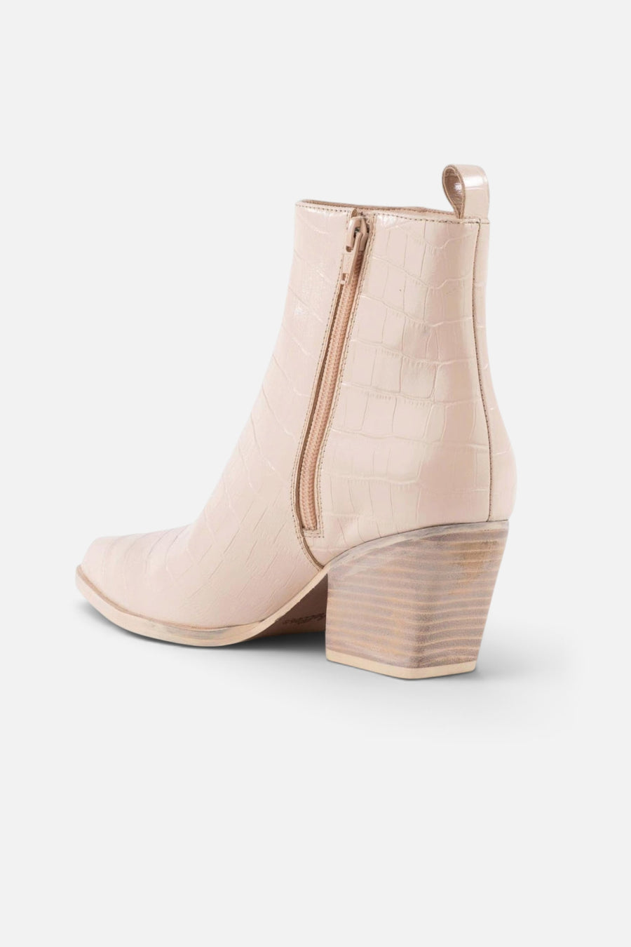 Seychelles Aboard Boot in Cream Croco Leather – back view
