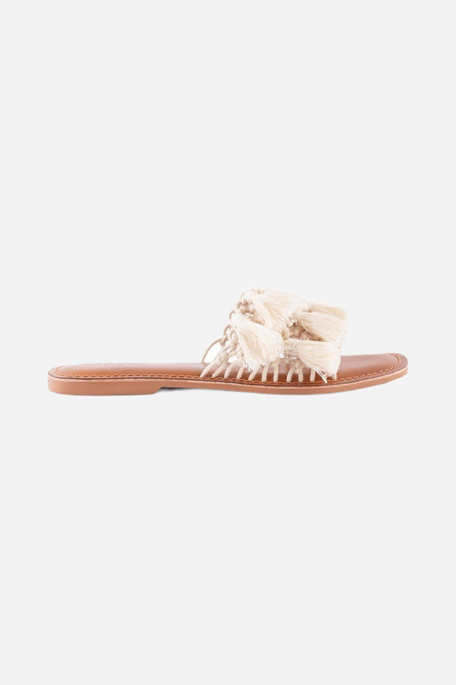 Seychelles Camellia Macrame Tassel Sandals in Natural – front view