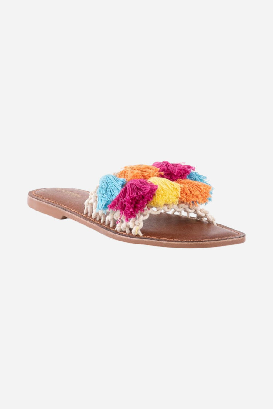 Seychelles Camellia Macrame Tassel Sandals in Rainbow – back view