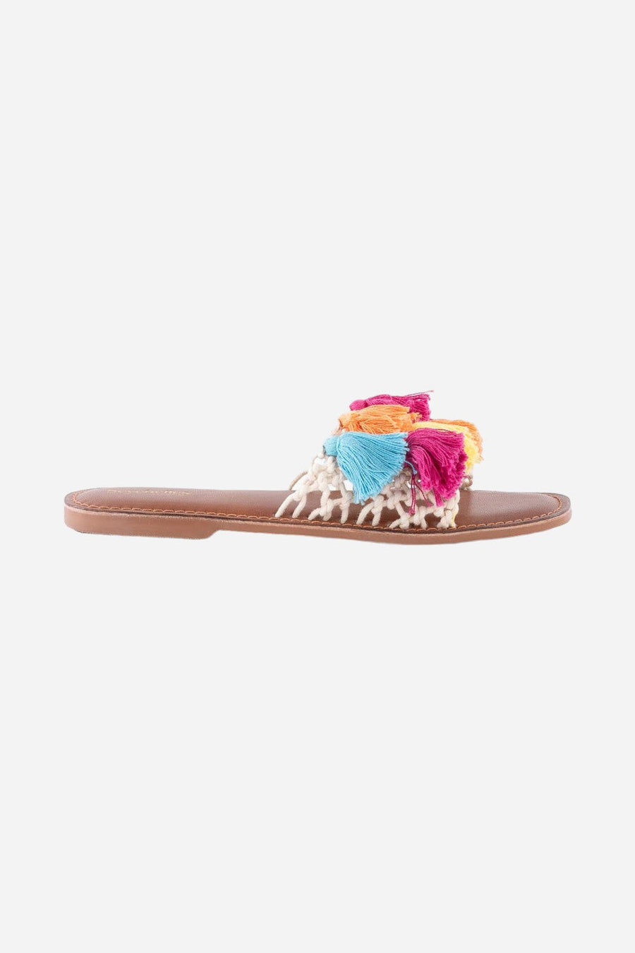 Seychelles Camellia Macrame Tassel Sandals in Rainbow – front view