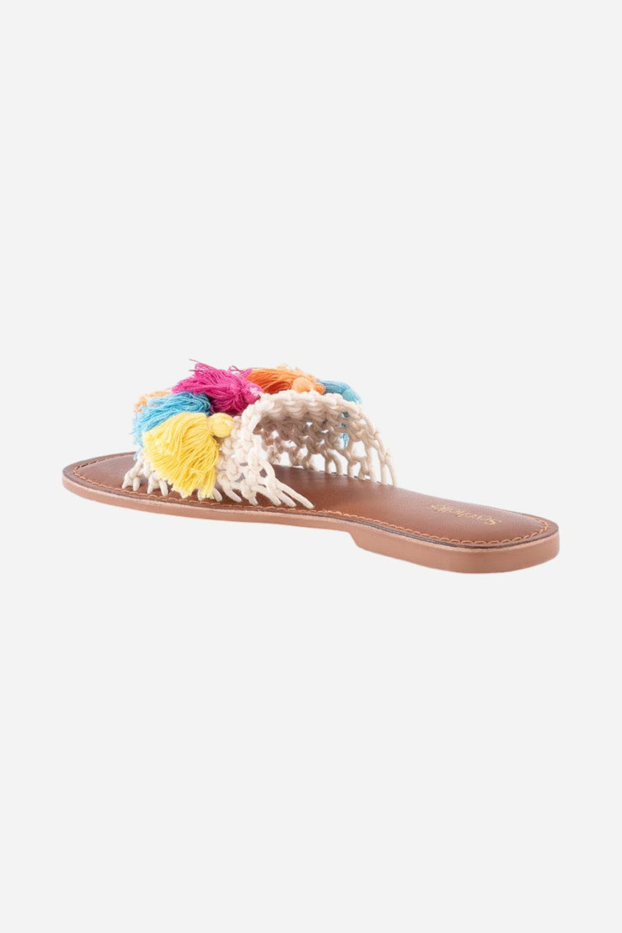 Seychelles Camellia Macrame Tassel Sandals in Rainbow – side view