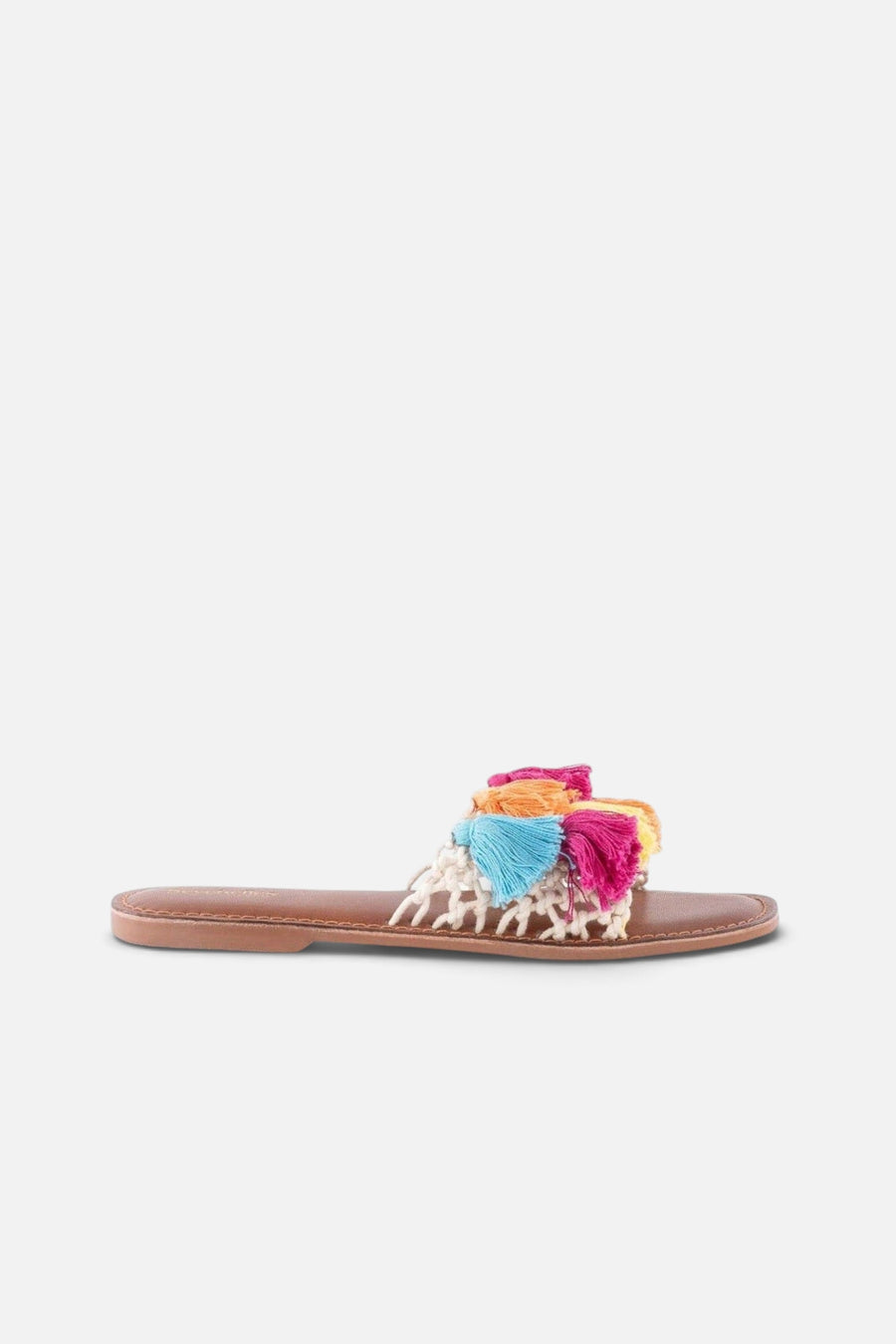 Seychelles Camellia Macrame Tassel Sandals in Rainbow – side view