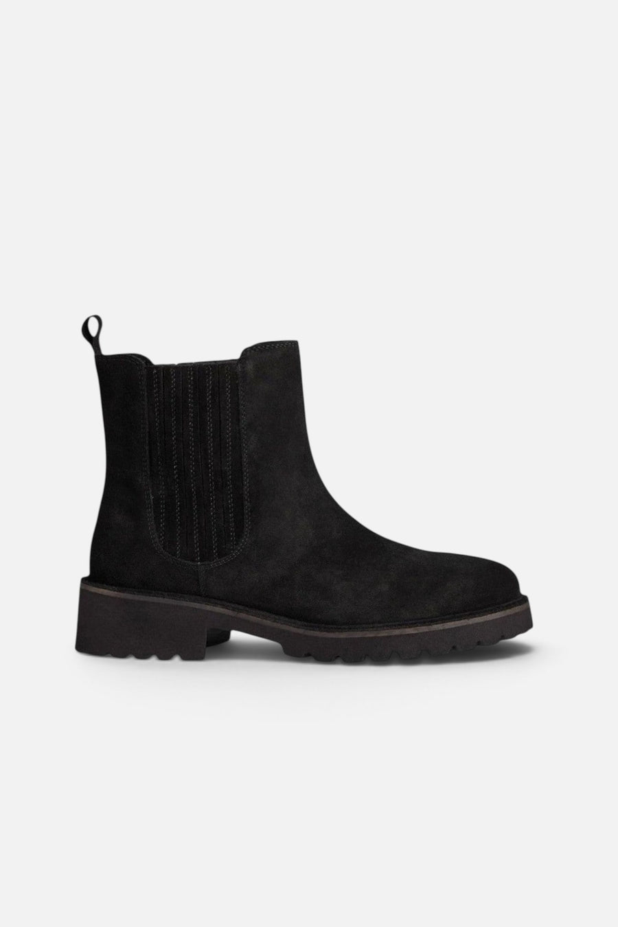Seychelles Cashew Booties in Black Suede – side view
