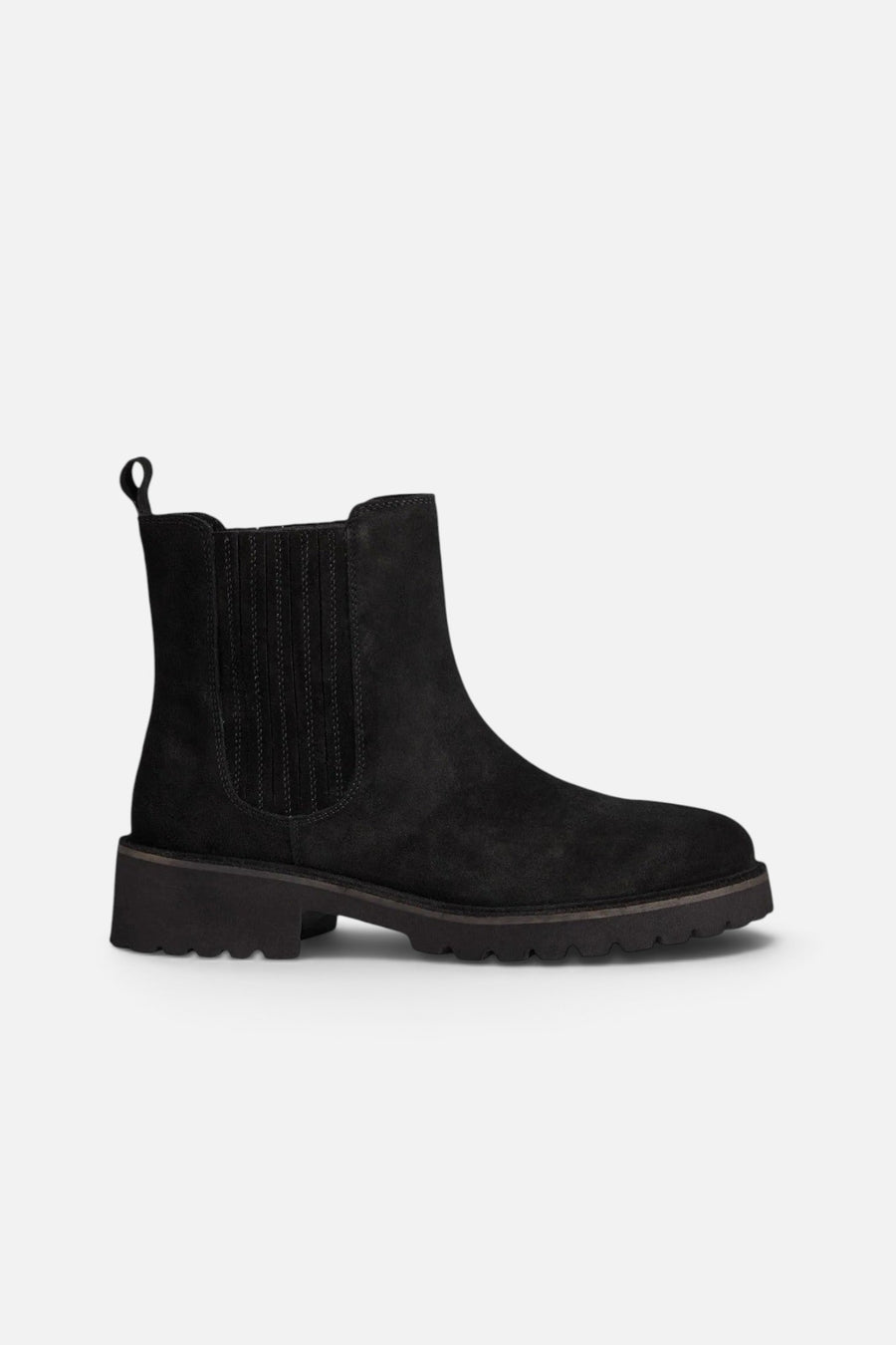 Seychelles Cashew Booties in Black Suede – side view