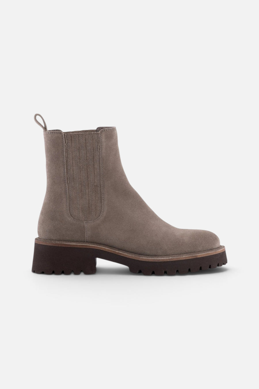 Seychelles Cashew Booties in Taupe Suede – back view
