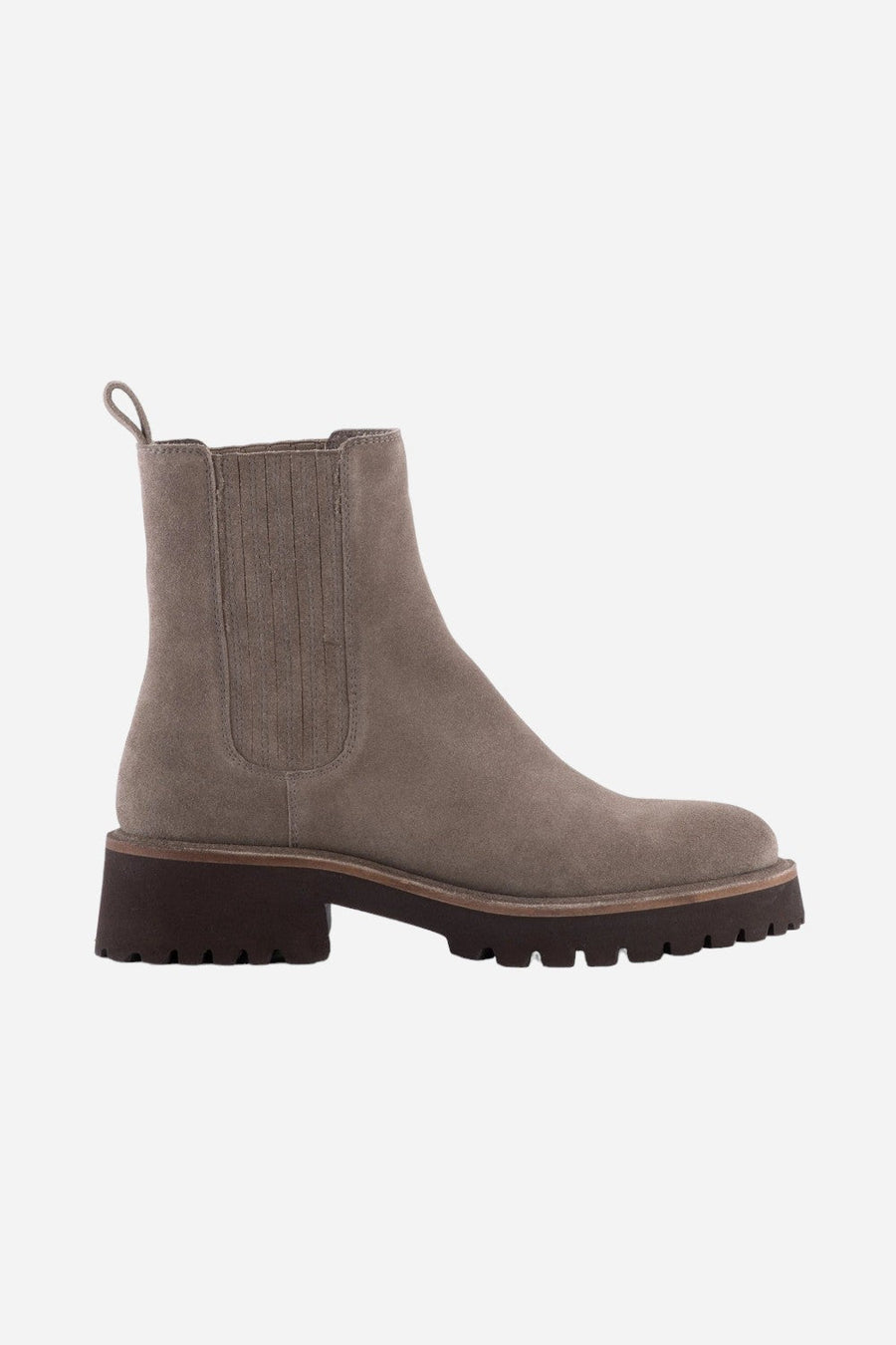 Seychelles Cashew Booties in Taupe Suede – front view