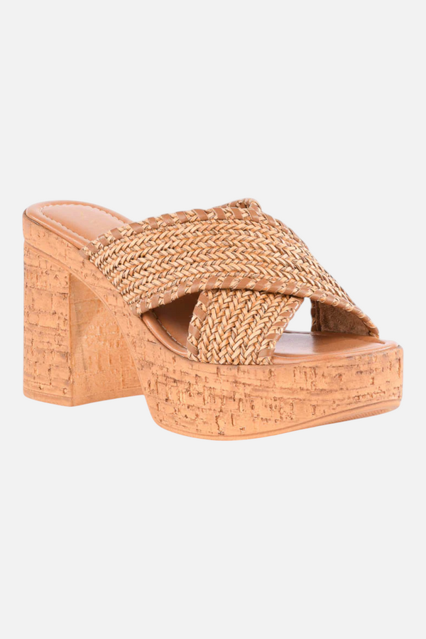 Seychelles Encore Raffia Platform Heel in Natural