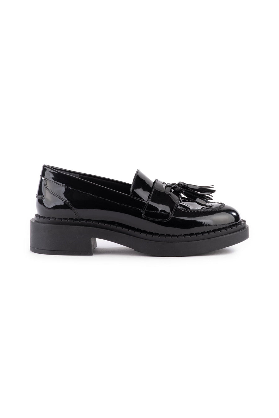 Seychelles Final Call Loafer in Black Patent – back view