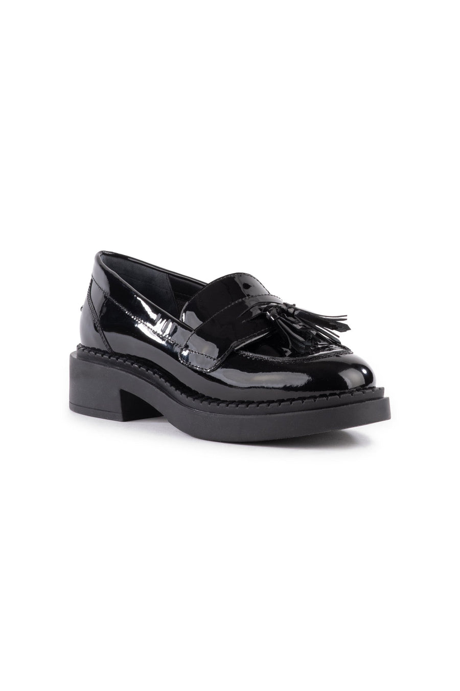 Seychelles Final Call Loafer in Black Patent – side view