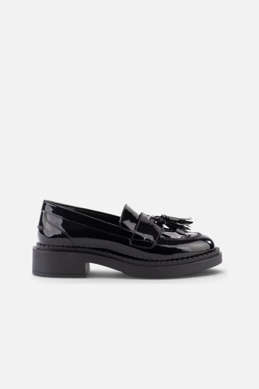 Seychelles Final Call Loafer in Black Patent – side view