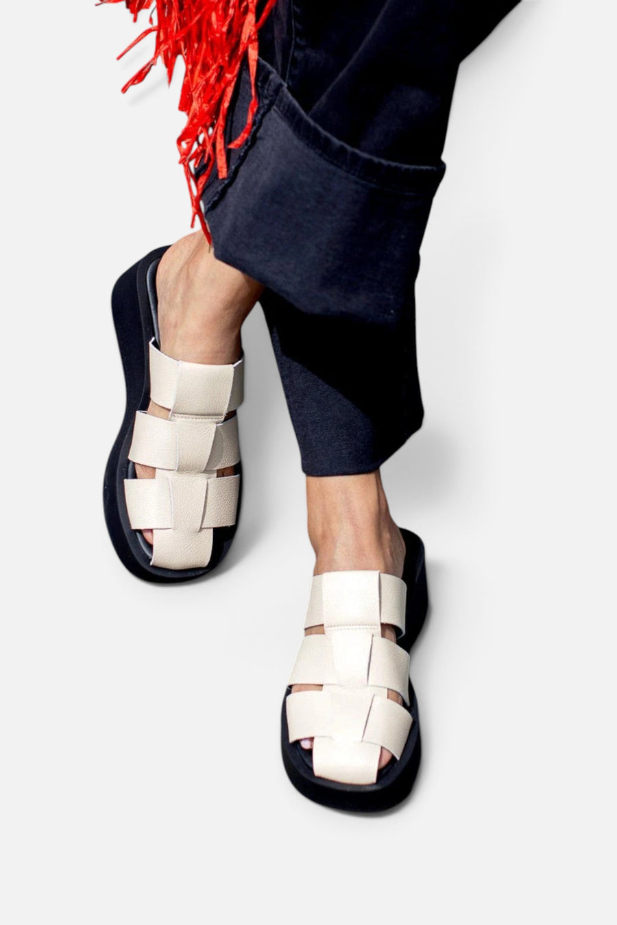 Seychelles High Standard Platform Mule in Off White – flat lay