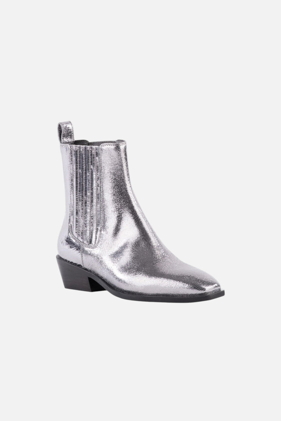 Seychelles Hold Me Down Booties in Metallic Leather Silver – side view
