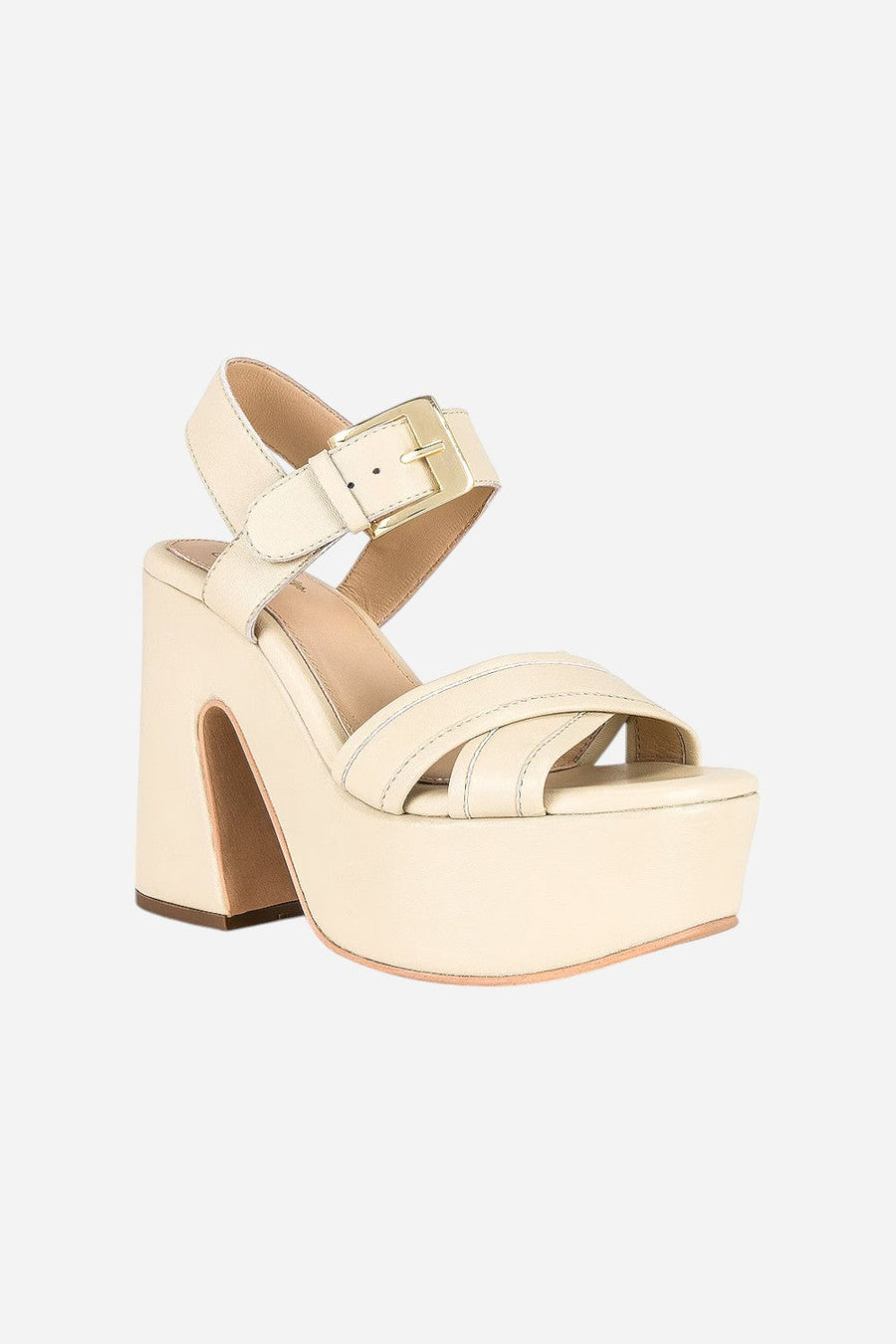 Seychelles Monsoon Platforms in Ivory Leather – back view