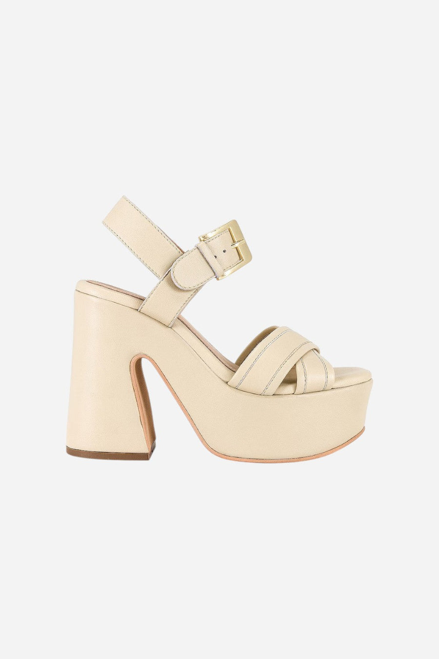 Seychelles Monsoon Platforms in Ivory Leather – front view