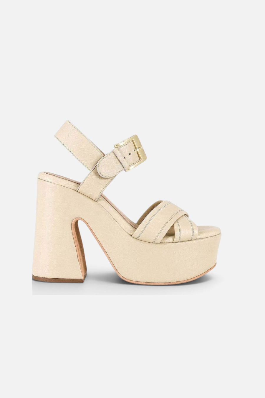Seychelles Monsoon Platforms in Ivory Leather – side view