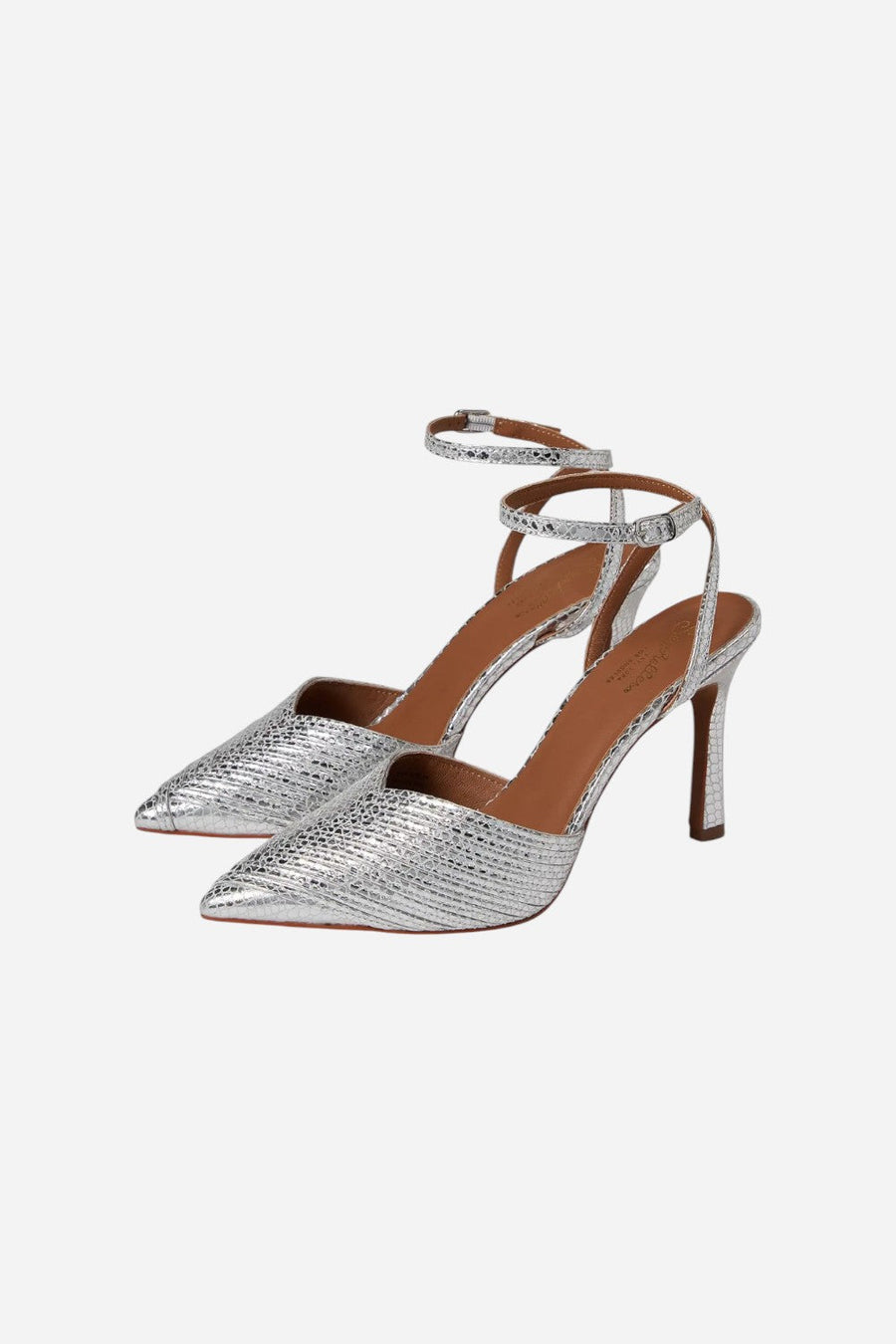 Seychelles On To The Next Heels in Silver Metallic Leather – back view