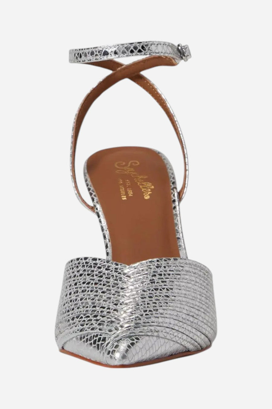 Seychelles On To The Next Heels in Silver Metallic Leather – detail
