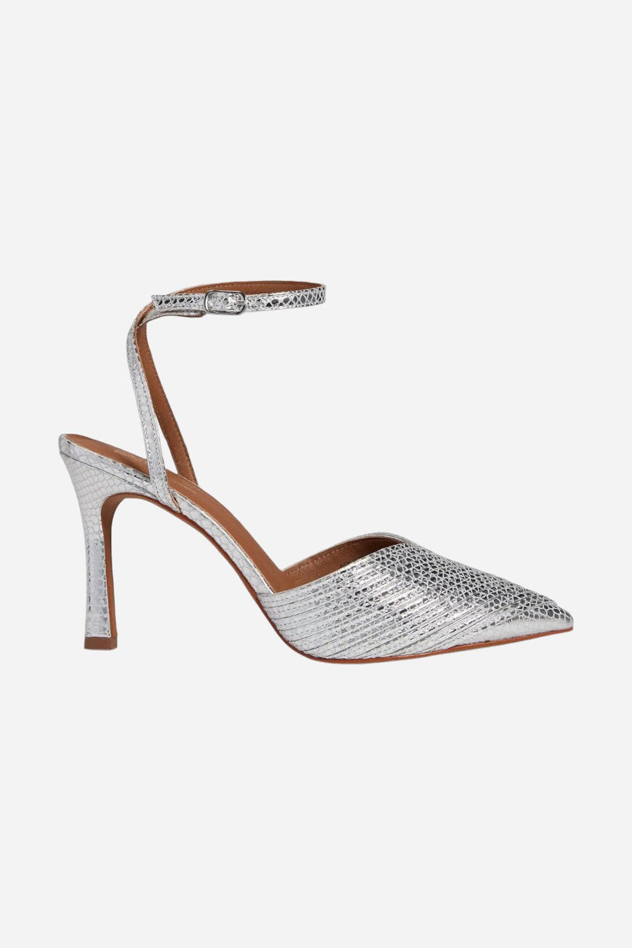 Seychelles On To The Next Heels in Silver Metallic Leather – front view