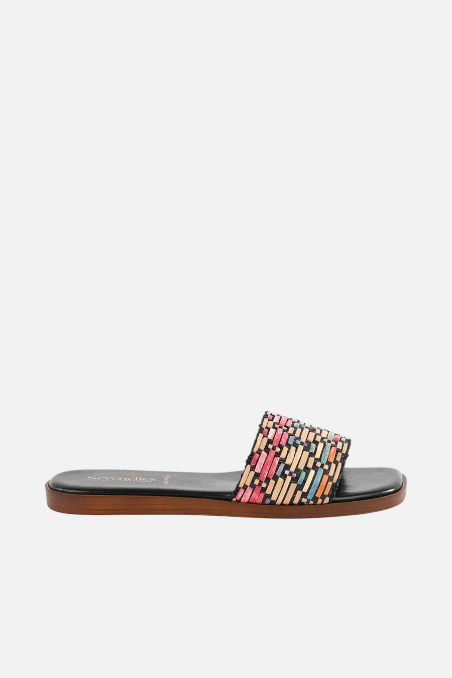 Seychelles Palm Oasis Sandal in Black Multi – front view