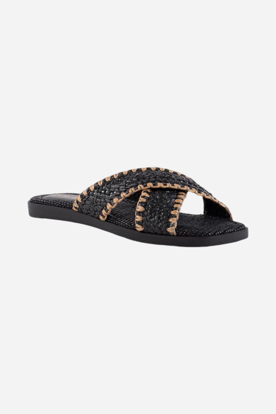 Seychelles Pomelo Raffia Sandal in Black – back view