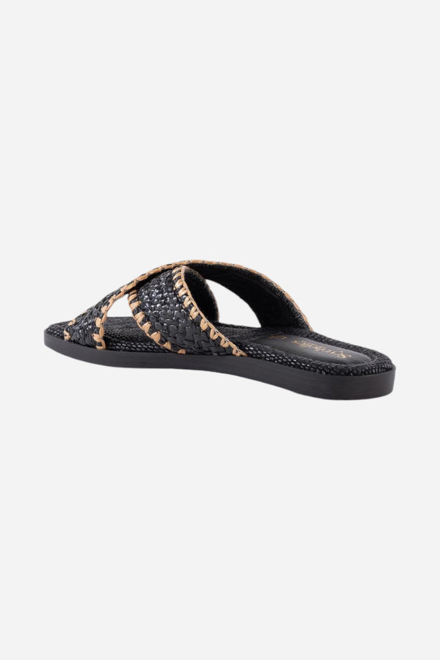Seychelles Pomelo Raffia Sandal in Black – side view