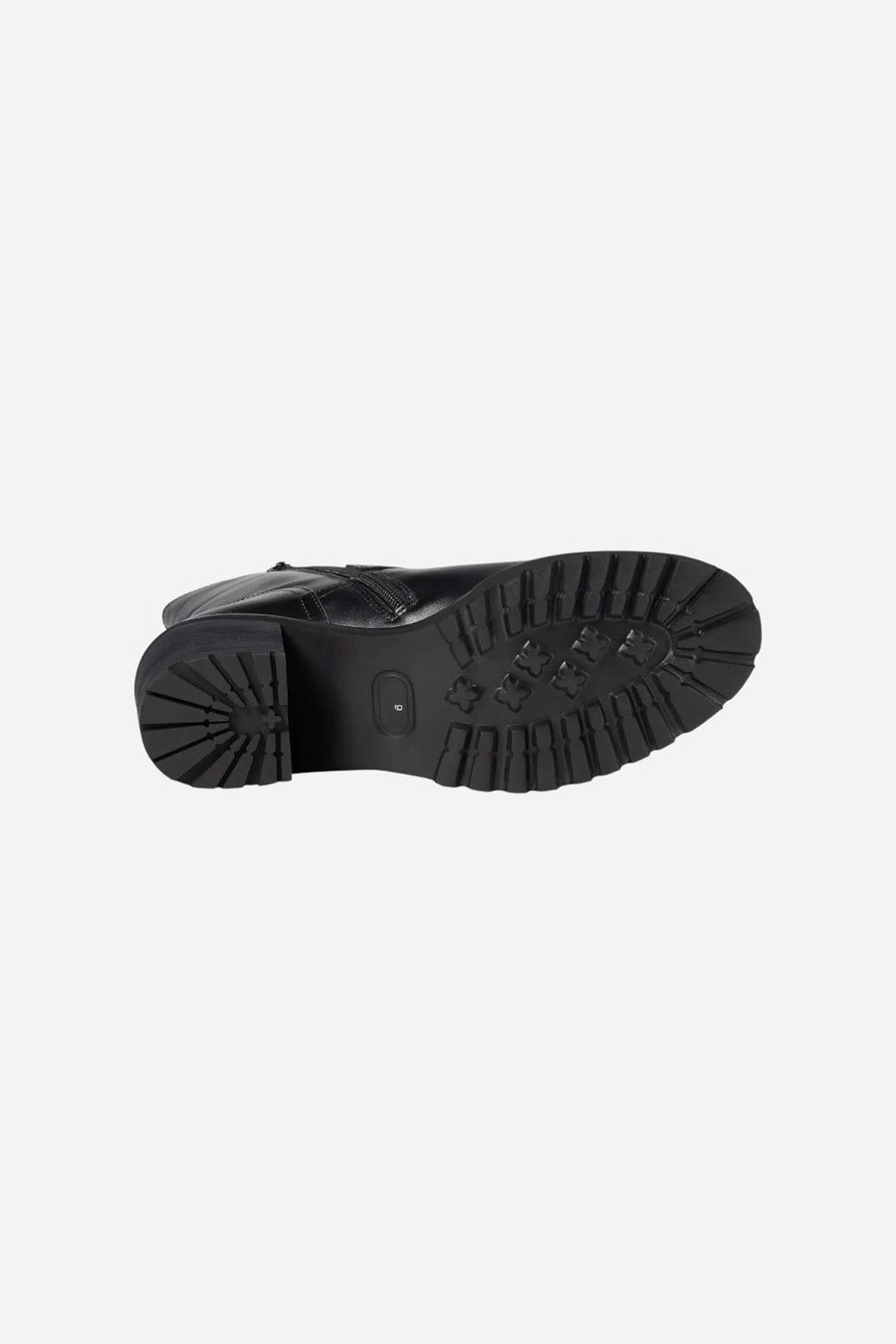 Seychelles Run Free Booties in Black Leather – flat lay