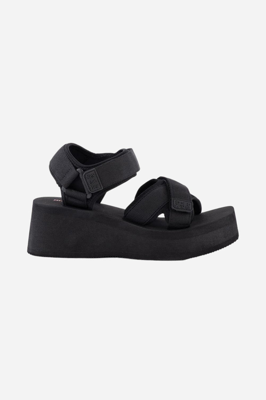 Seychelles Serenade Nylon Platform Sandals in Black – front view