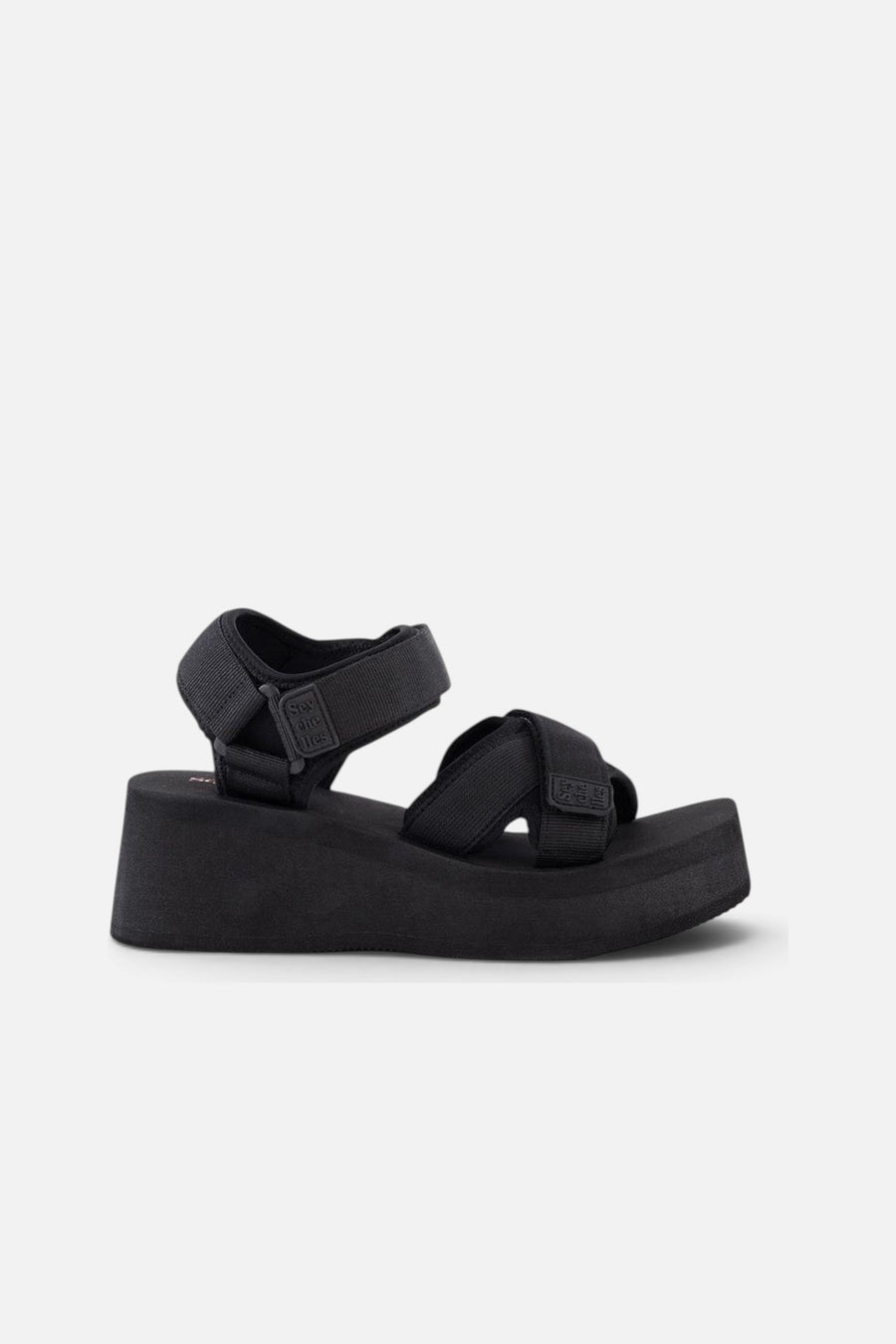Seychelles Serenade Nylon Platform Sandals in Black – side view