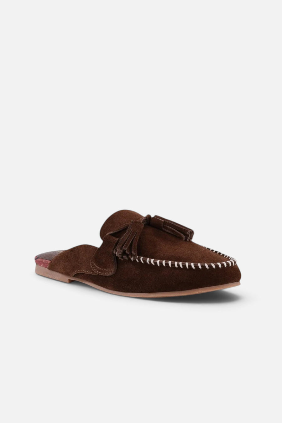 Seychelles Silverlake Mule in Brown Suede – three-quarter view