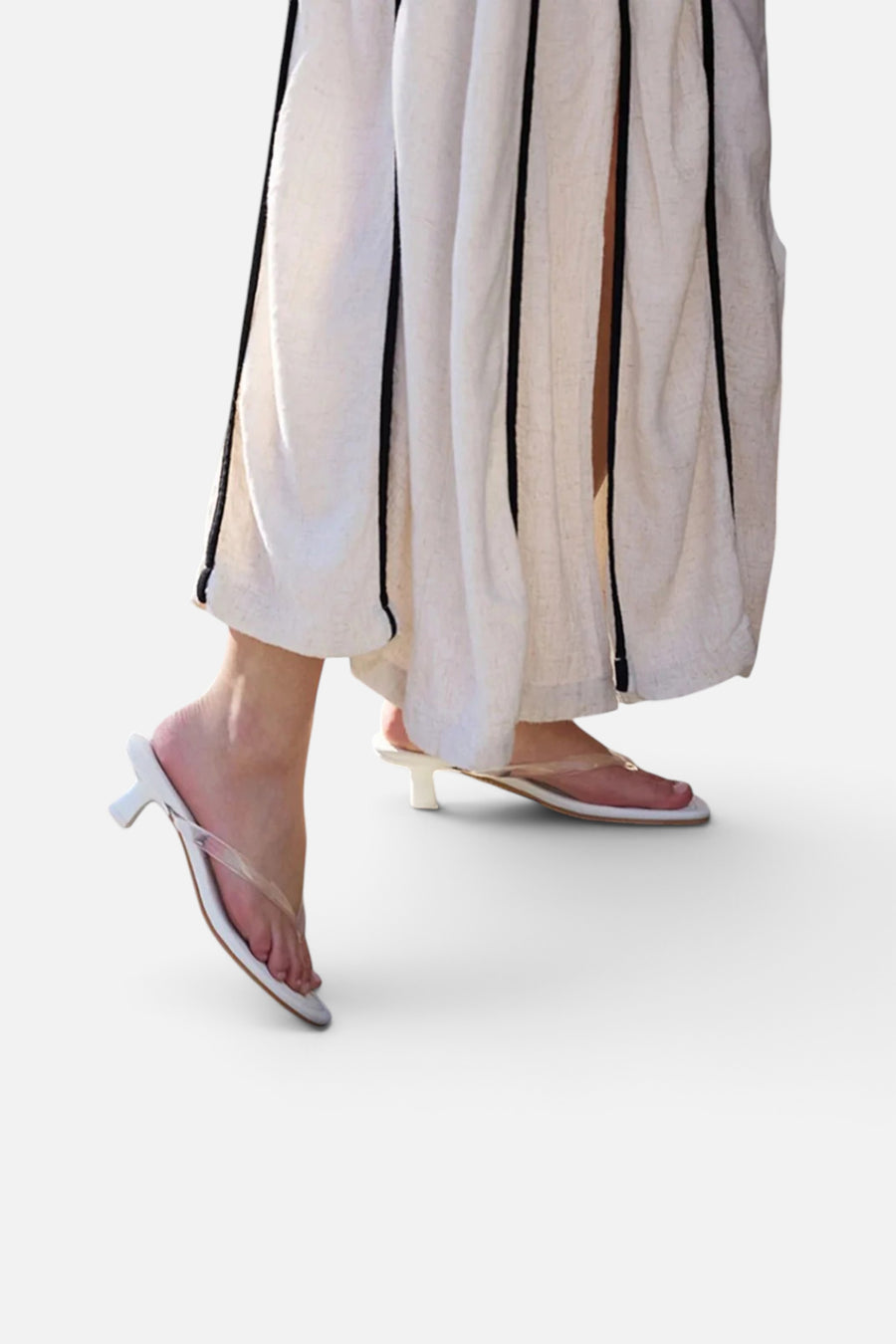 Seychelles Starburst Kitten Heel Sandal in White/Clear – back view