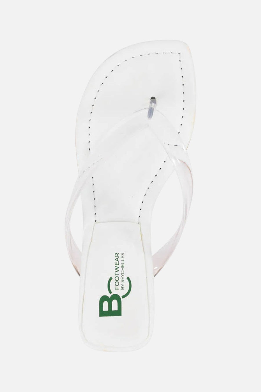 Seychelles Starburst Kitten Heel Sandal in White/Clear – flat lay