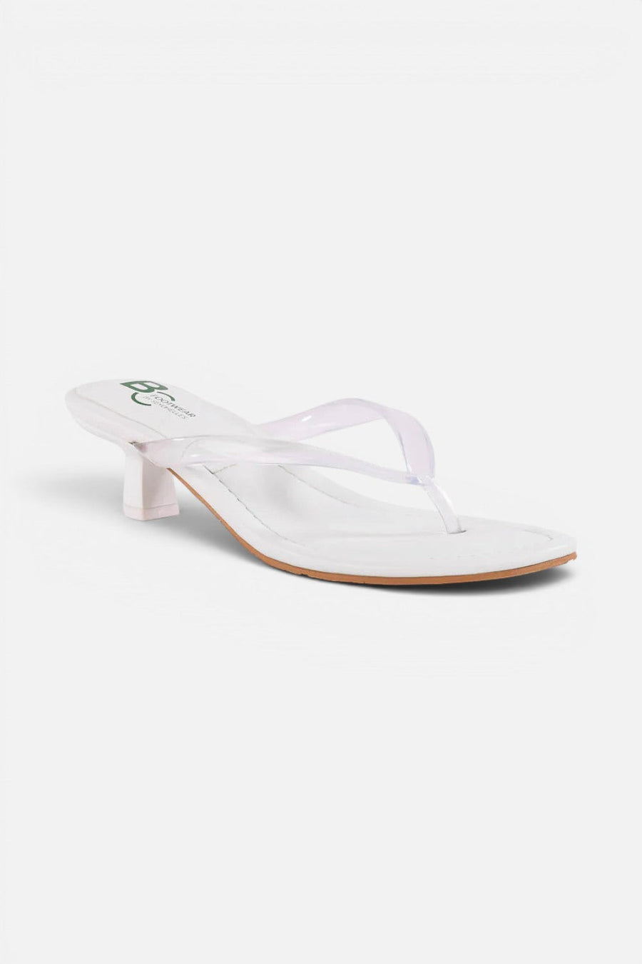 Seychelles Starburst Kitten Heel Sandal in White/Clear – front view