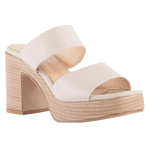 Seychelles Summer Nights Platform Sandals in Leather Off White – back view