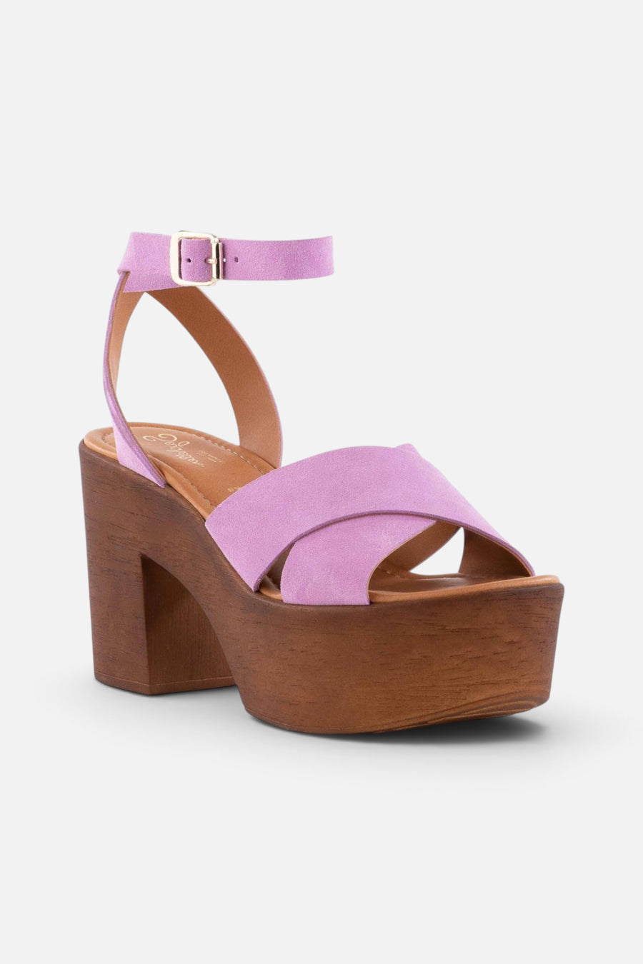 Seychelles Sweetener Sandal in Orchid Suede – back view