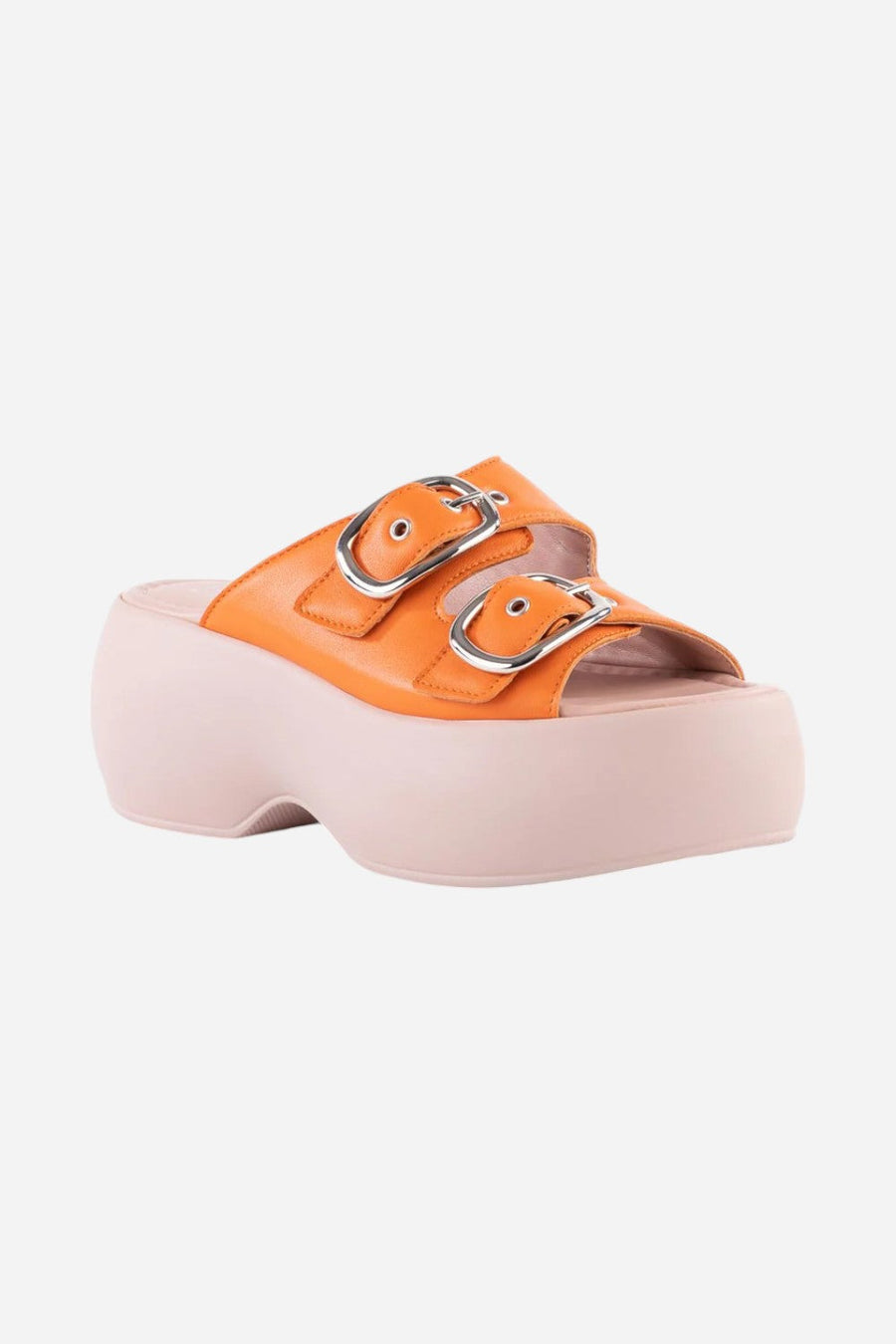 Seychelles Wisteria Platform Sandals in Orange/Pink Leather – back view