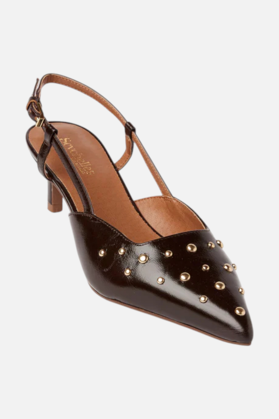 Seychelles Women's Crawford Slingback Heel in Dark Brown – detail