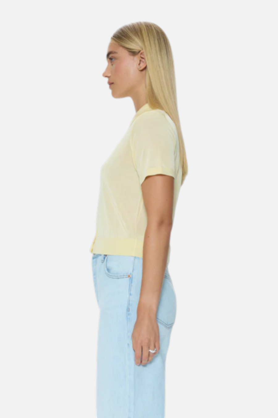 Pistola Short Sleeve Polo Sweater in Pale Yellow